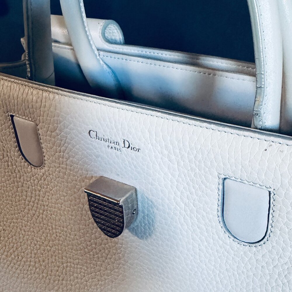 Sky blue DIOR bag with top handles